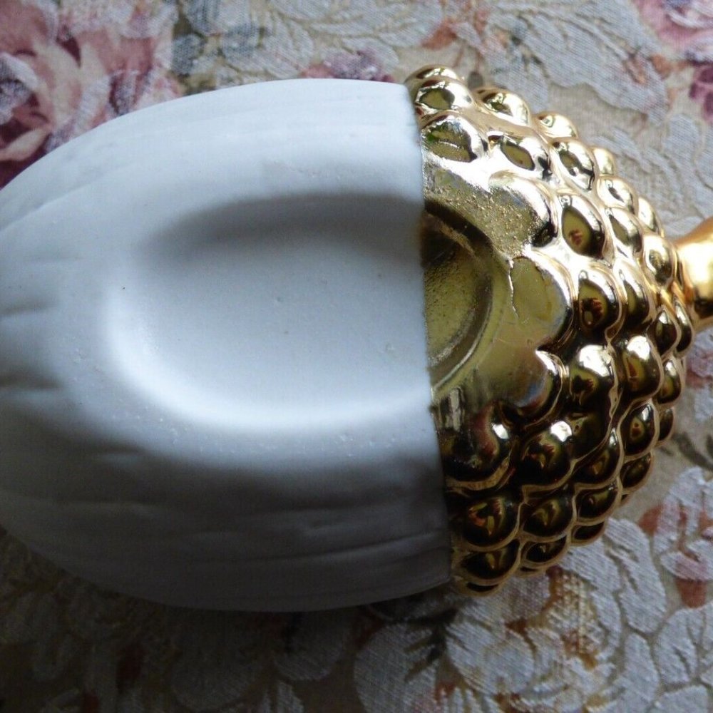 FALL WINTER PORCELAIN RESIN GOLD PLATED ACORN JAR TRINKET CANDY JEWELRY STORAGE - Picture 8 of 8